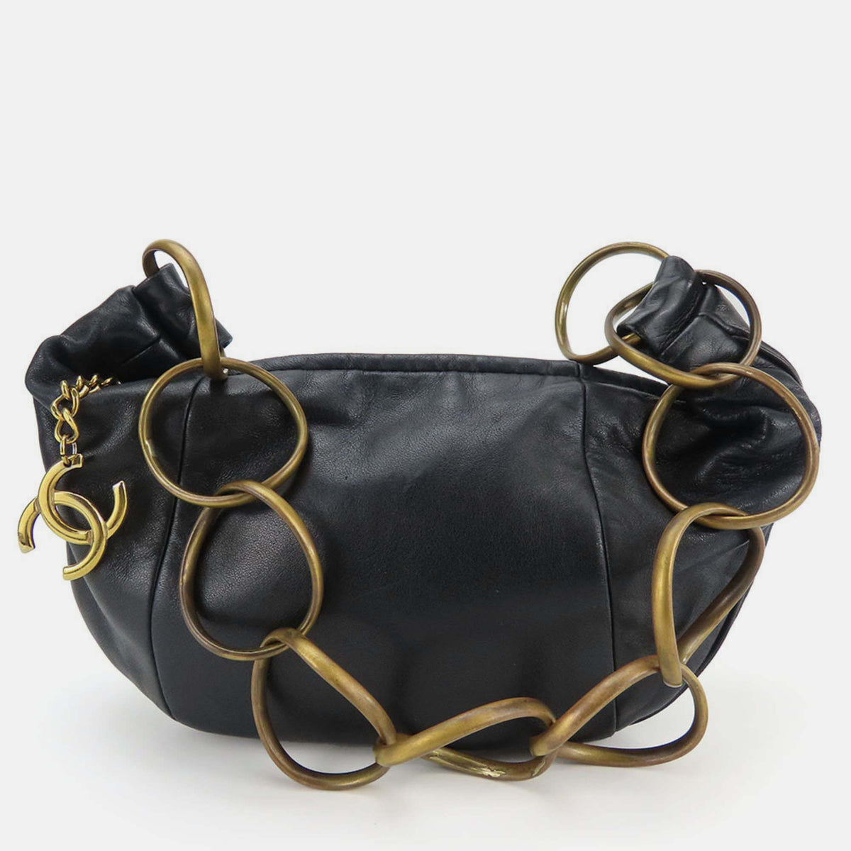 Chanel Black Lambskin Croissant Chain Bag