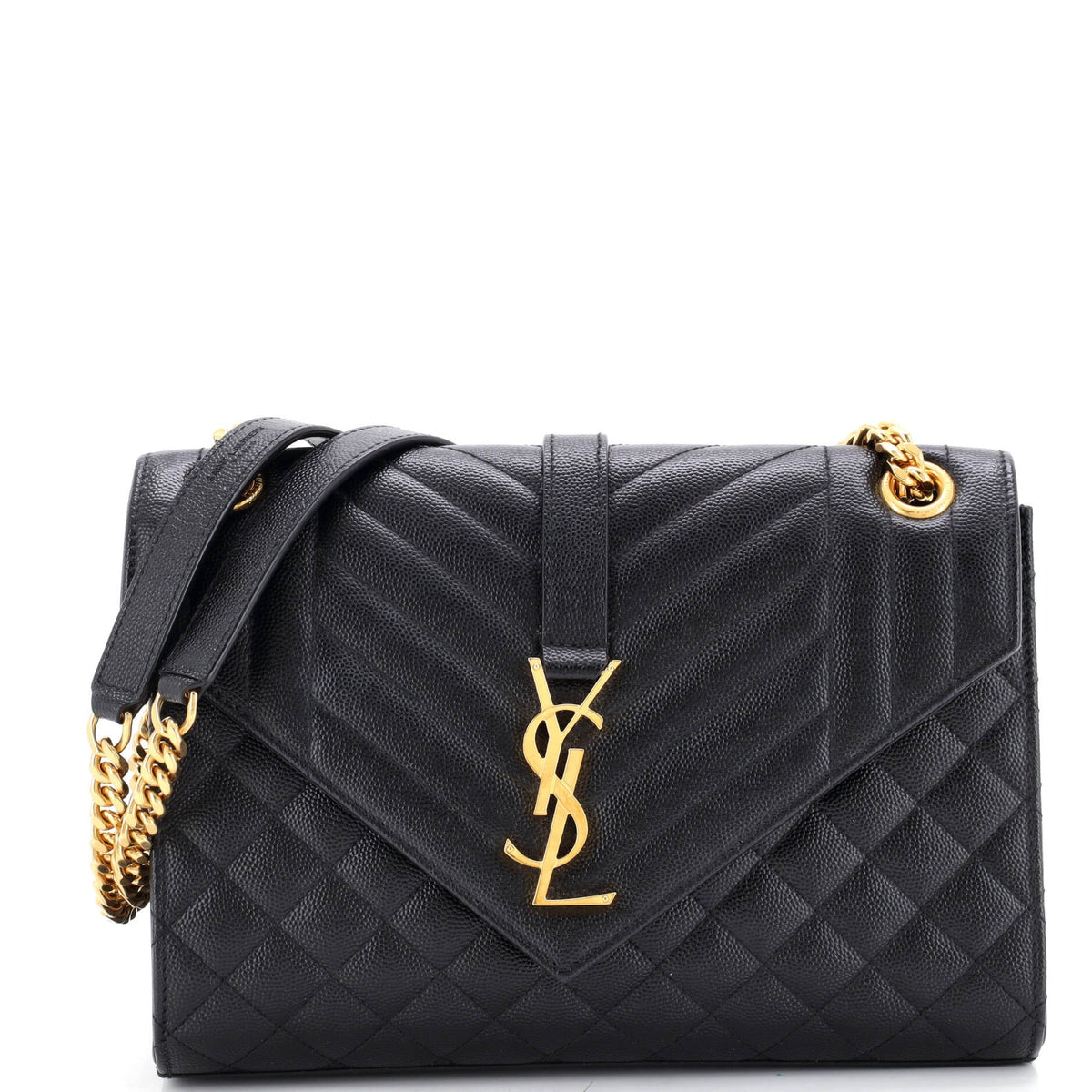 Saint Laurent Classic Monogram Envelope Satchel Mixed Matelasse Leather Medium