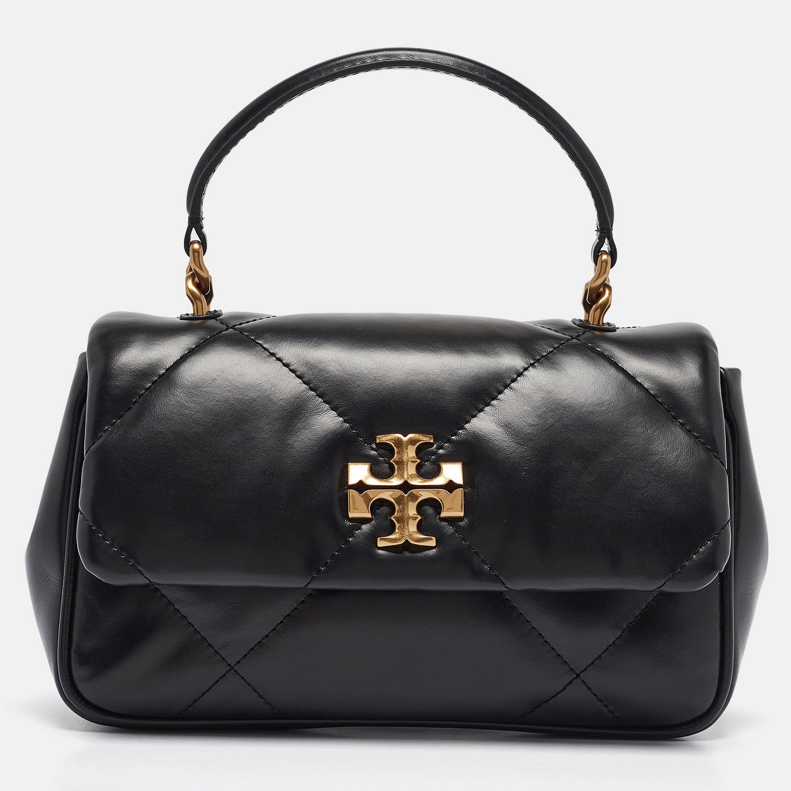 Tory Burch Black Quilted Leather Kira Top Handle Bag