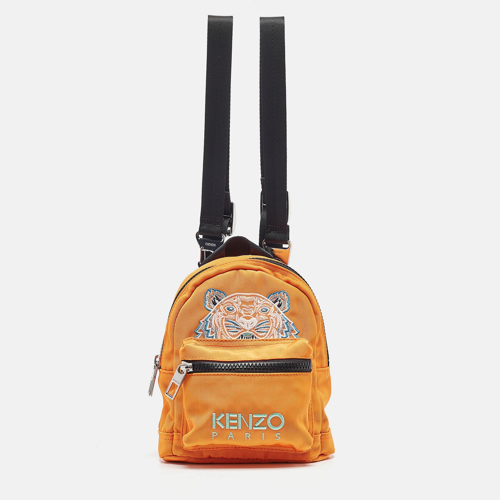 Kenzo Orange/Black Nylon Mini Embroidered Tiger Backpack