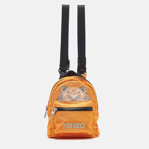 Orange/Black Nylon Mini Embroidered Tiger Backpack