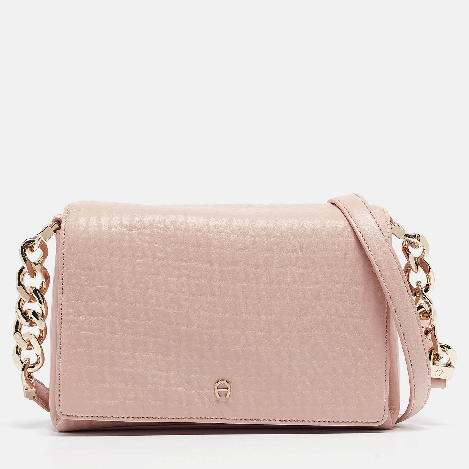 Aigner Pink Leather Flap Crossbody Bag