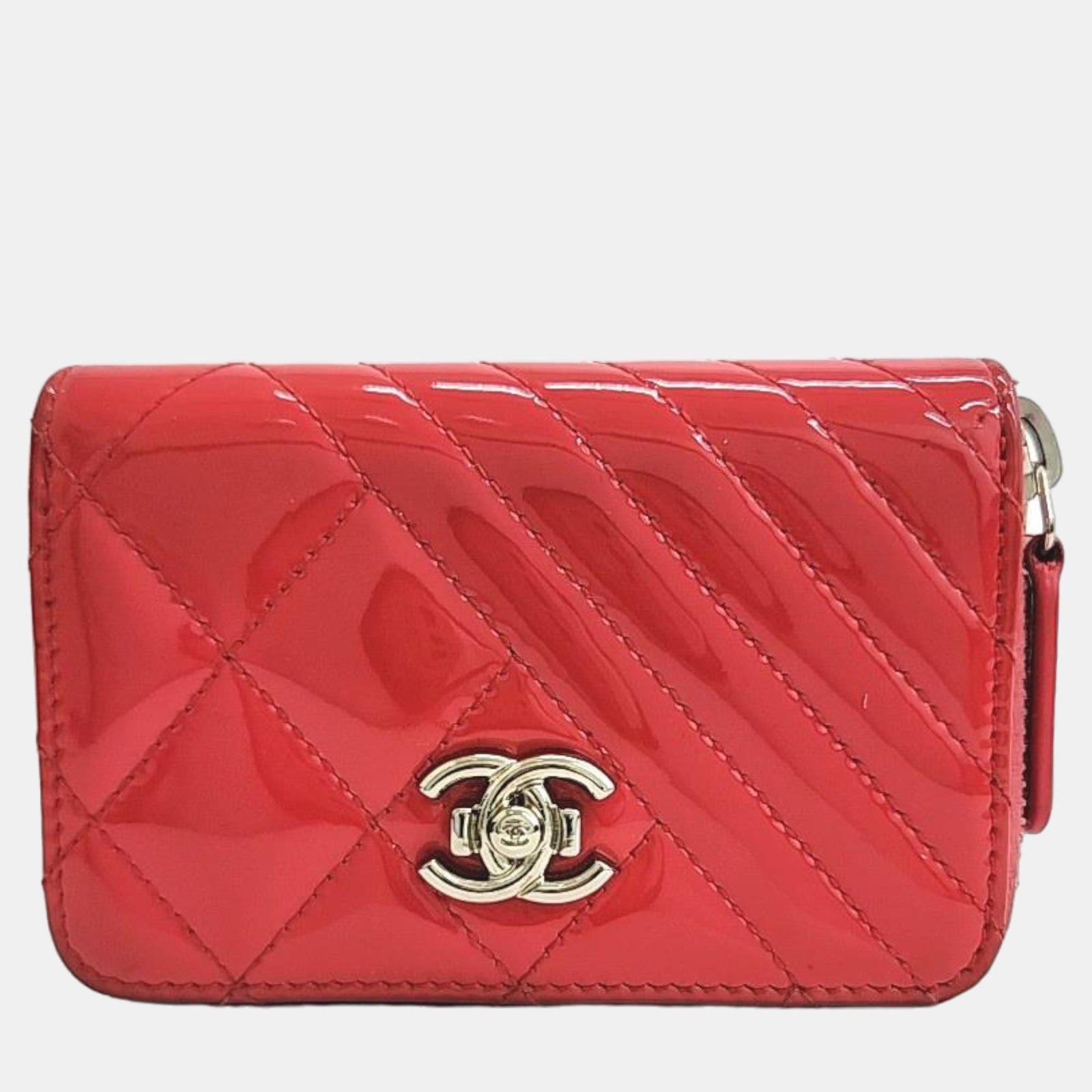 Chanel Red patent card wallet