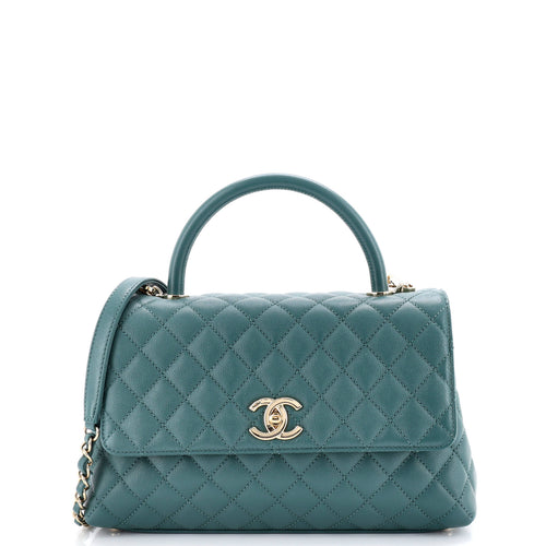 CHANEL Coco Top Handle Bag Quilted Caviar Small