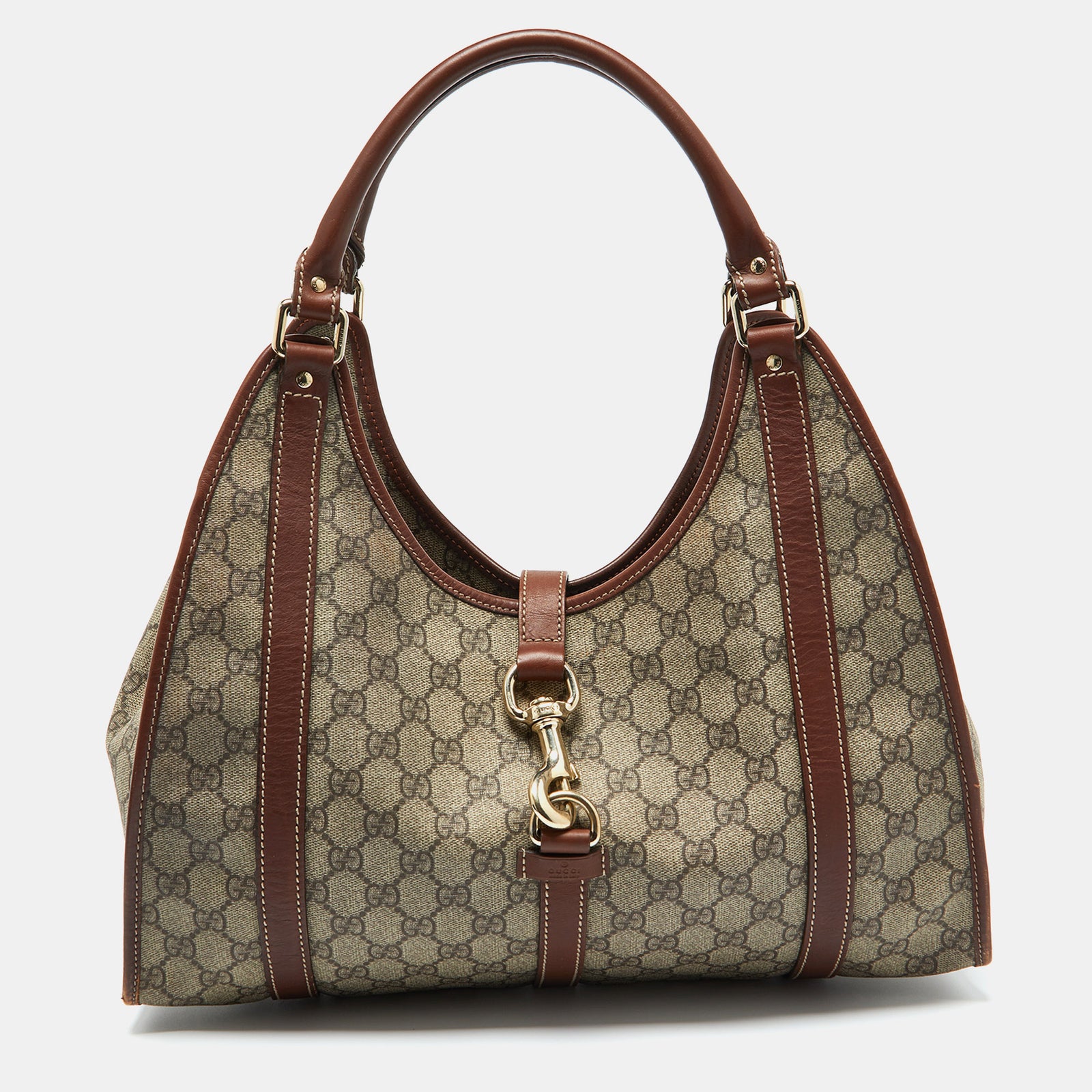 Gucci Sac à main Jackie O Hobo en toile et cuir Suprême GG beige/marron