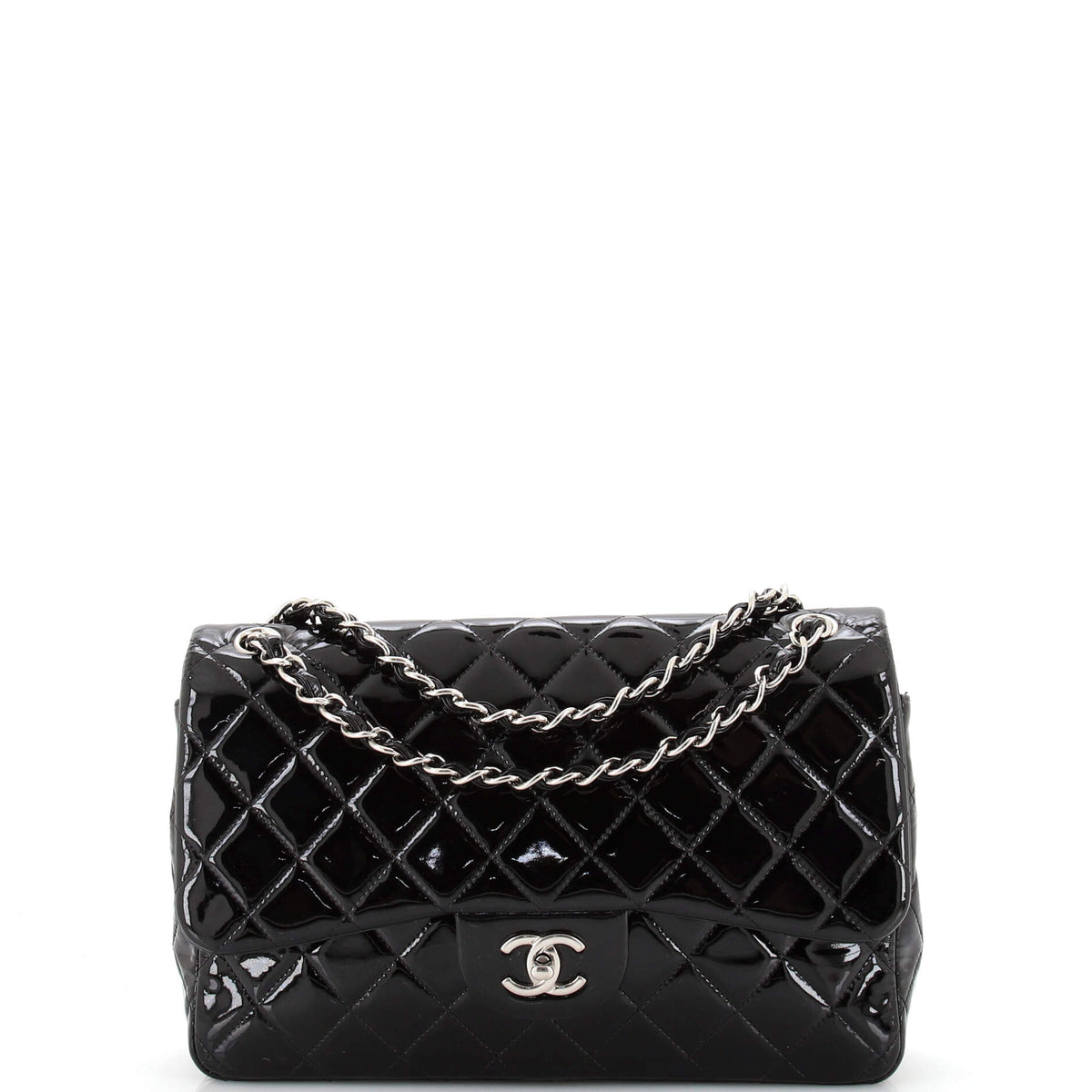 Chanel CHANEL Classic Double Flap Bag Quilted Patent Jumbo