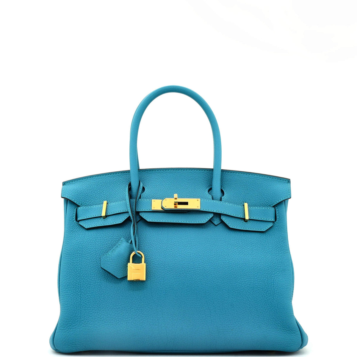 Herm?s Birkin Handbag Turquoise Togo with Gold Hardware 30