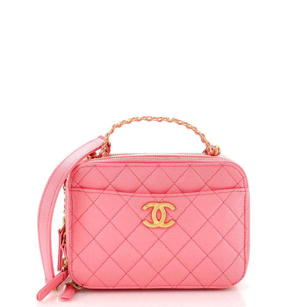 CHANEL Pick Me Up Logo Handle Vanity Case Quilted Caviar Small