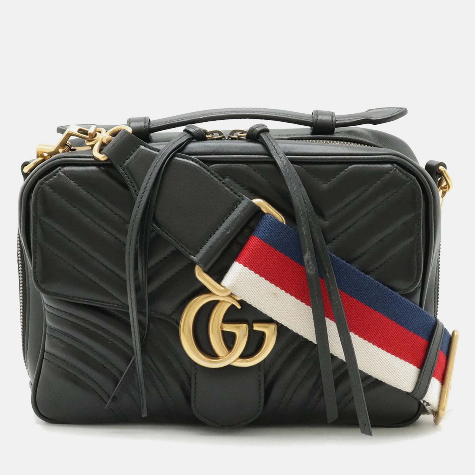 Gucci Schwarze gesteppte GG Marmont-Handtasche aus Leder