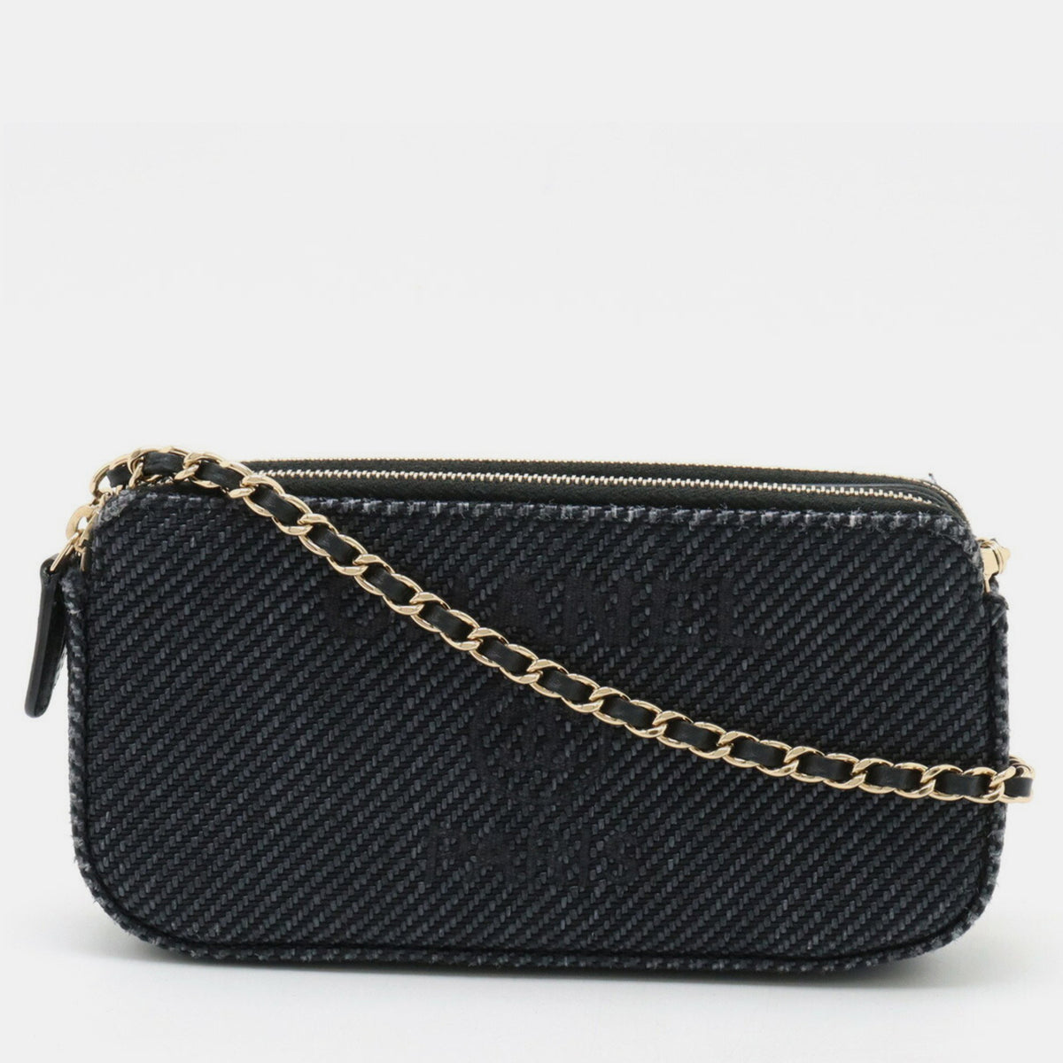 Chanel Navy Blue Canvas  Deauville Wallet On Chain