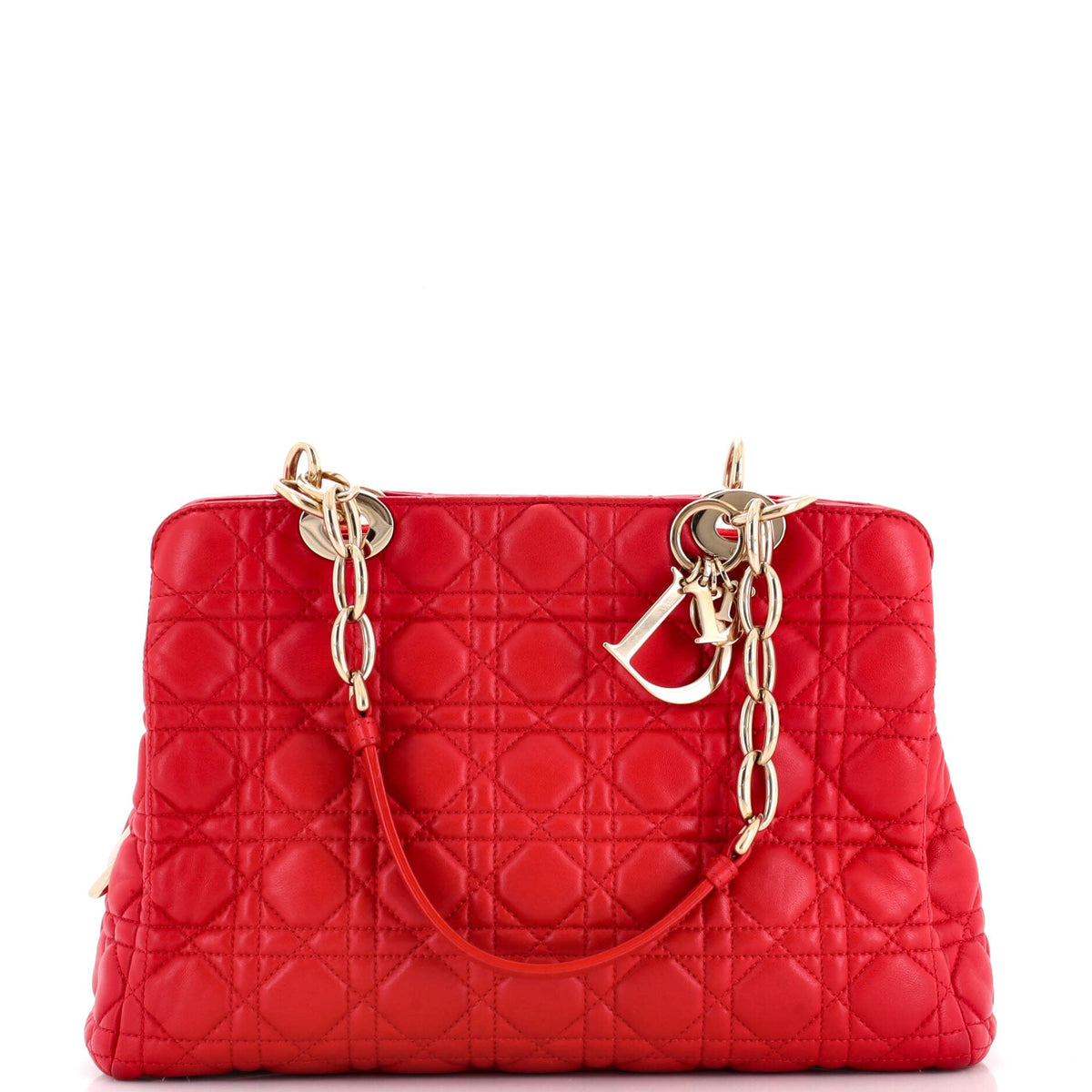 Christian Dior Soft Zipped Shopping Tote Cannage Quilt Lambskin Medium