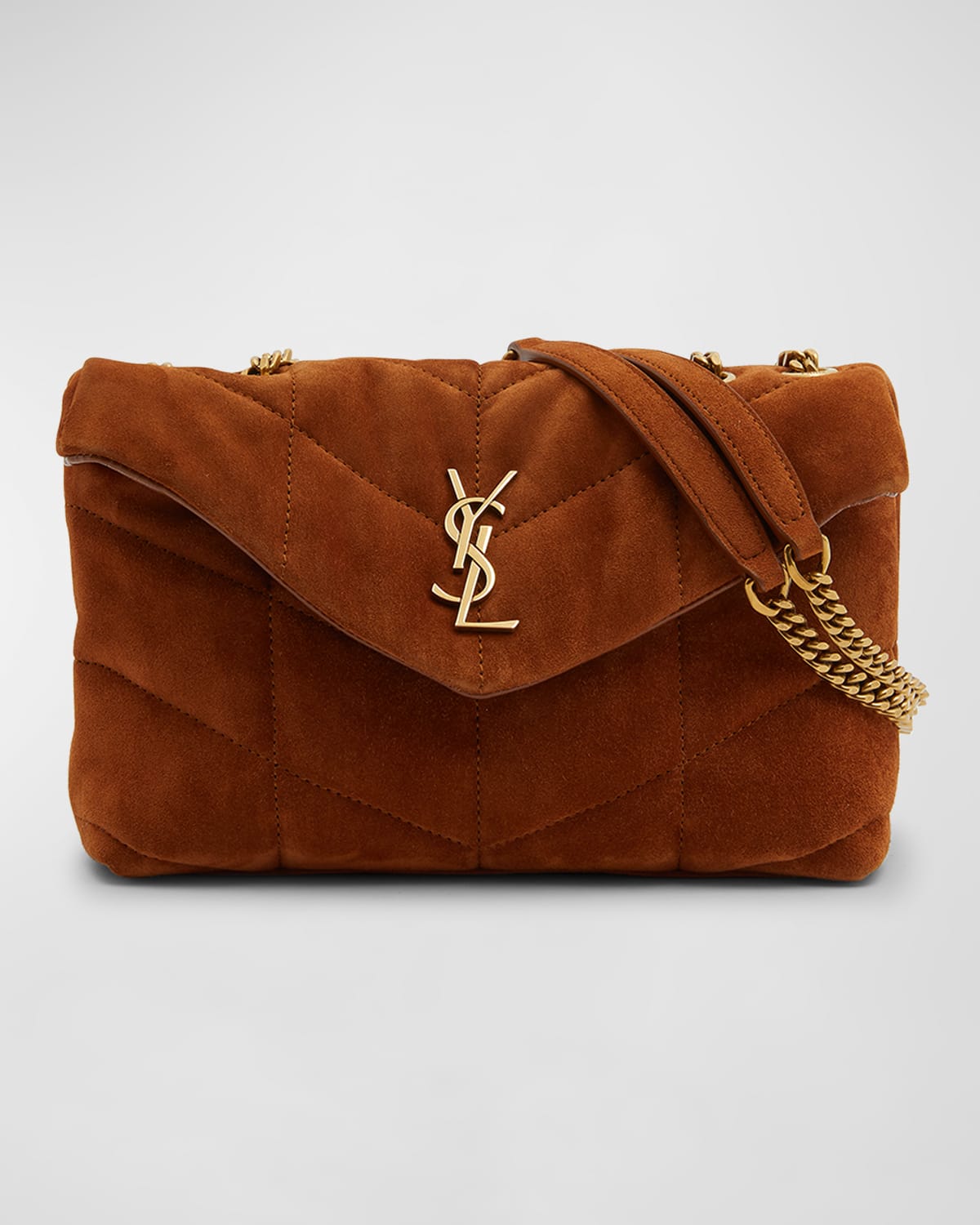 Saint Laurent Lou Puffer Toy YSL Crossbody Bag in Quilted Suede