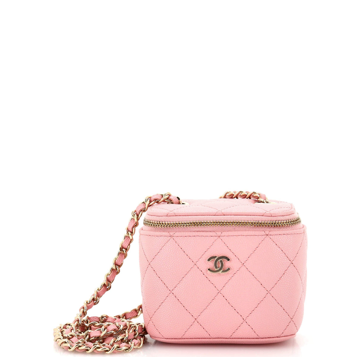 Chanel CHANEL Classic Vanity Case with Chain Quilted Caviar Mini