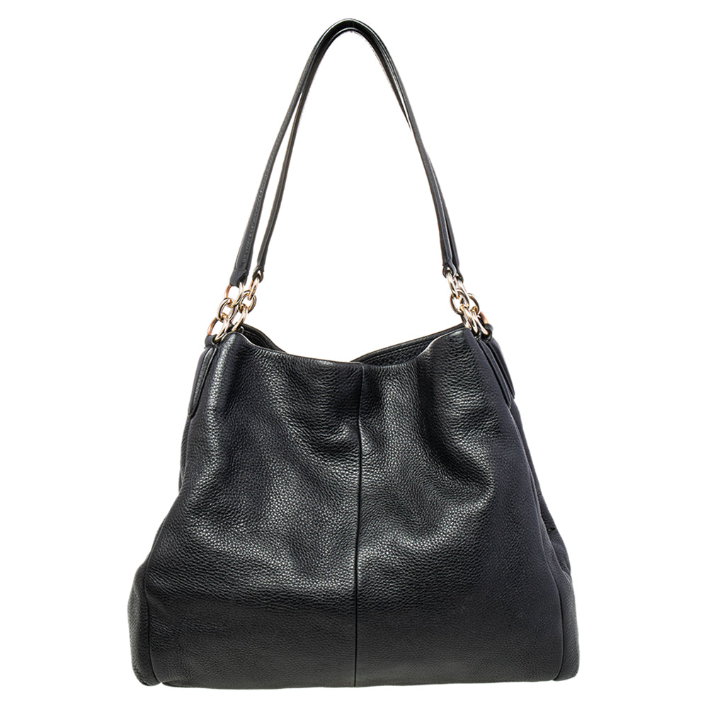 Coach Black Leather Edie Shoulder Bag