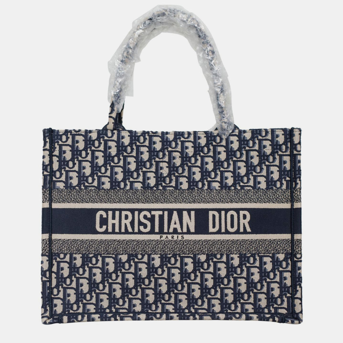 Dior Christian Blue Canvas Medium Oblique Book Tote Bag