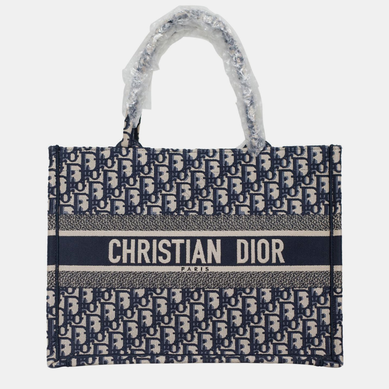 Dior Christian Blue Canvas Medium Oblique Book Tote Bag