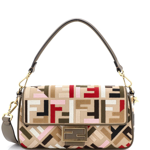 FENDI Baguette NM Bag Zucca Embroidered Canvas Medium