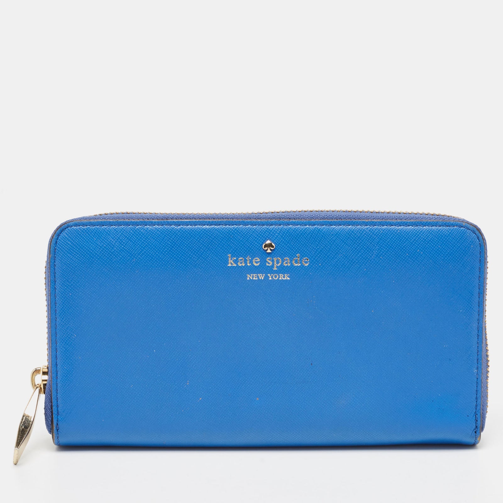 Kate Spade Blaue Lederbrieftasche mit Rundum-Reißverschluss