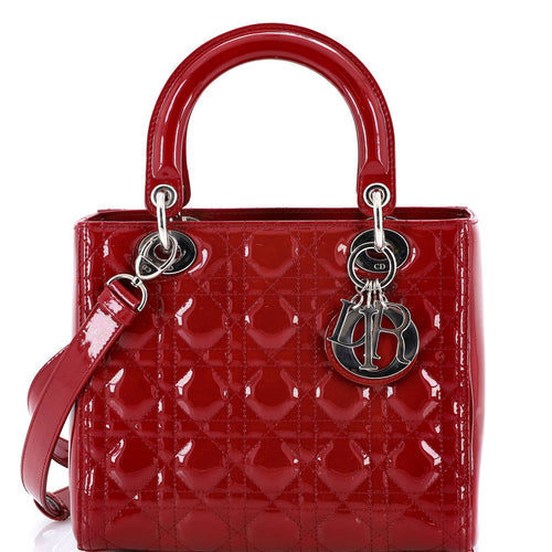 Lady Dior Bag Cannage Quilt Patent Medium
