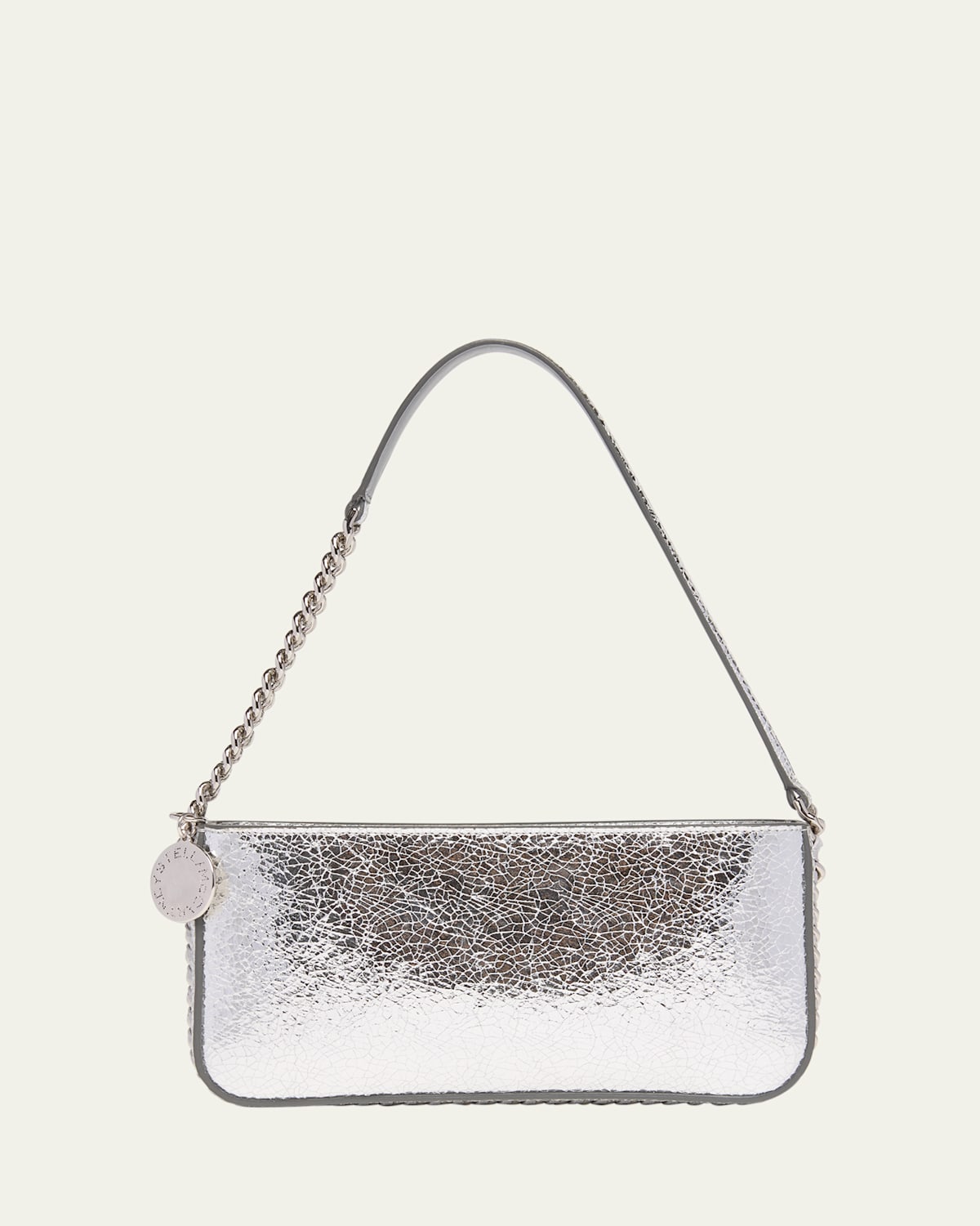 Stella McCartney Frayme Crackled Metallic Alt-Leather Chain Shoulder Bag