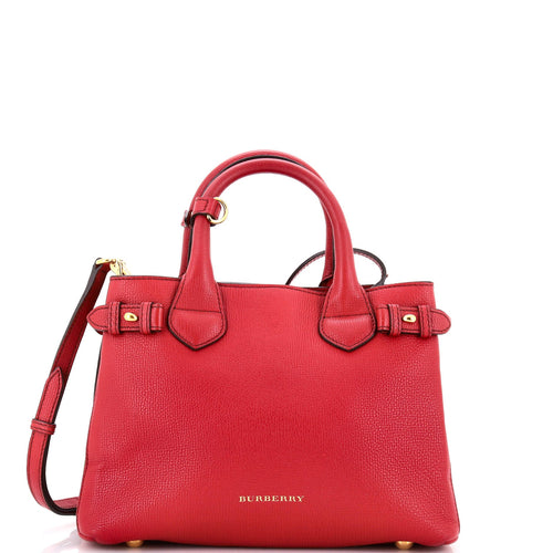 Banner Tote Leather and House Check Canvas Small