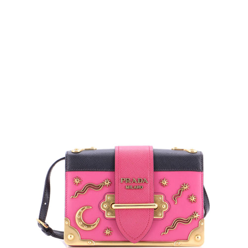 PRADA Cahier Crossbody Bag Embellished Leather Small
