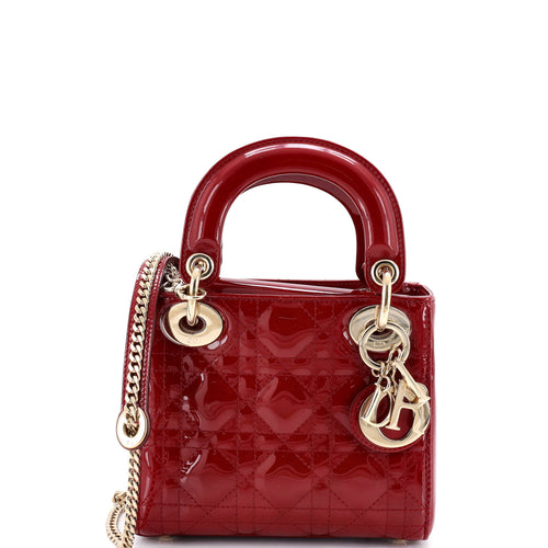 Lady Dior Chain Bag Cannage Quilt Patent Mini