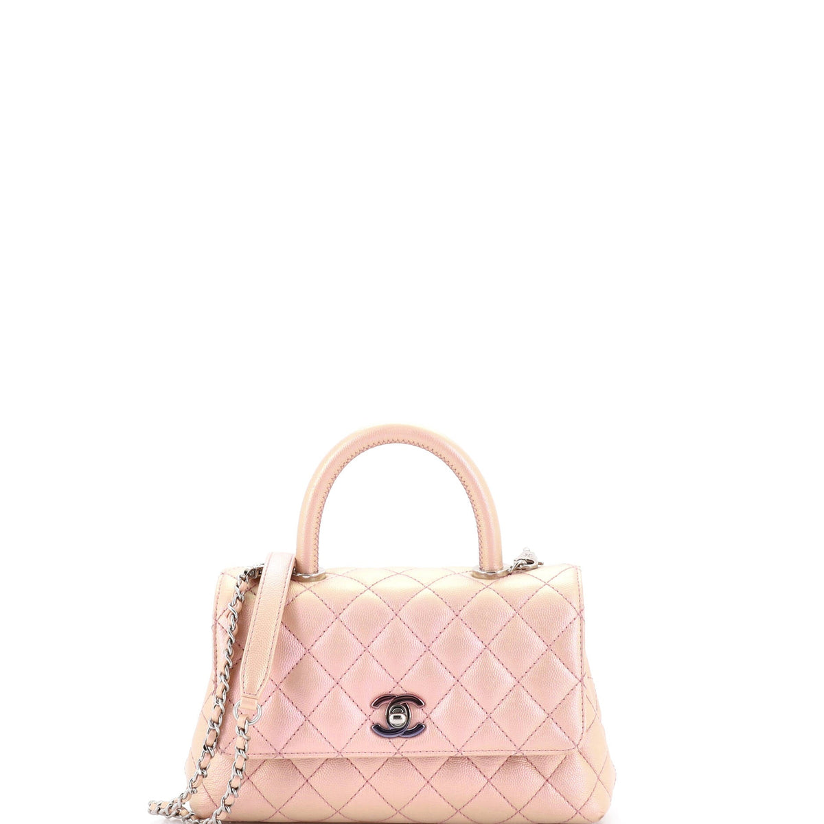 Chanel CHANEL Coco Top Handle Bag Quilted Iridescent Caviar Mini