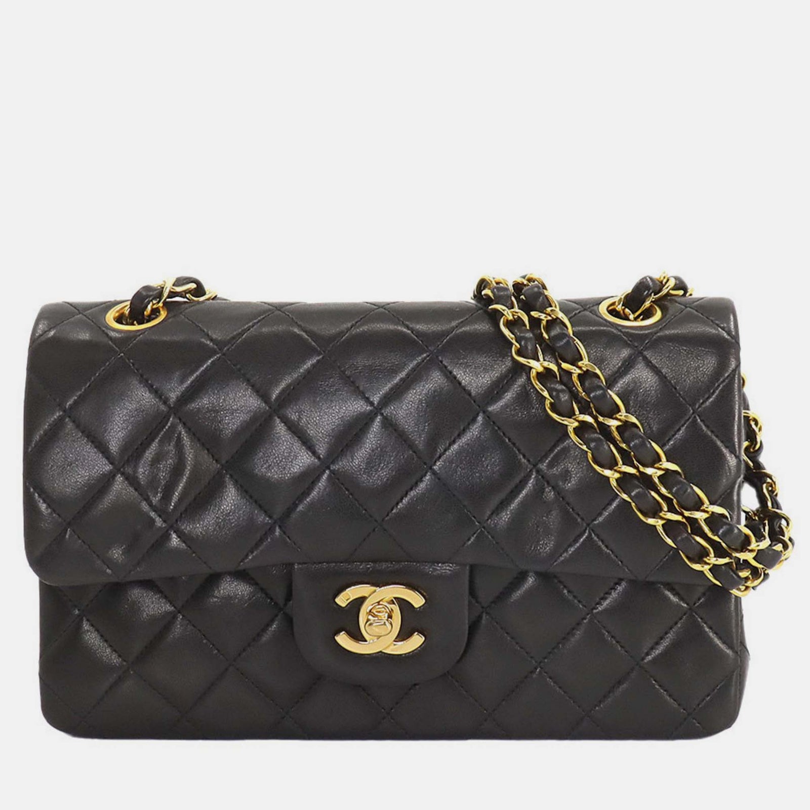 Chanel Schwarze Matelassé 23-Umhängetasche aus Leder mit Kette