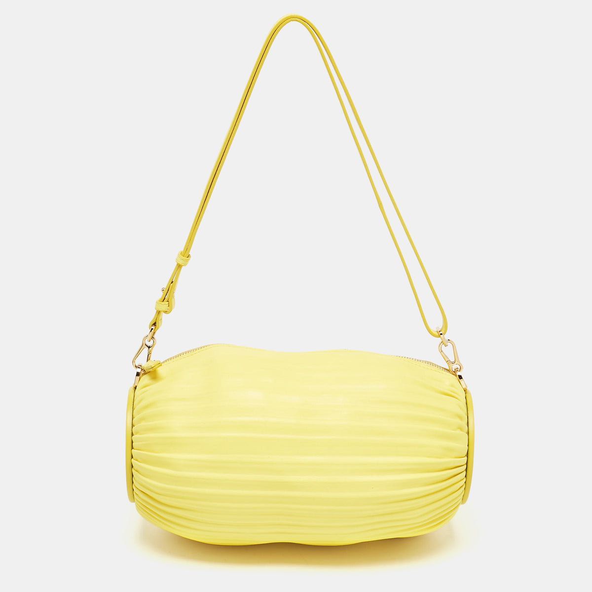 Loewe Yellow Pleated Leather Bracelet Pouch Bag