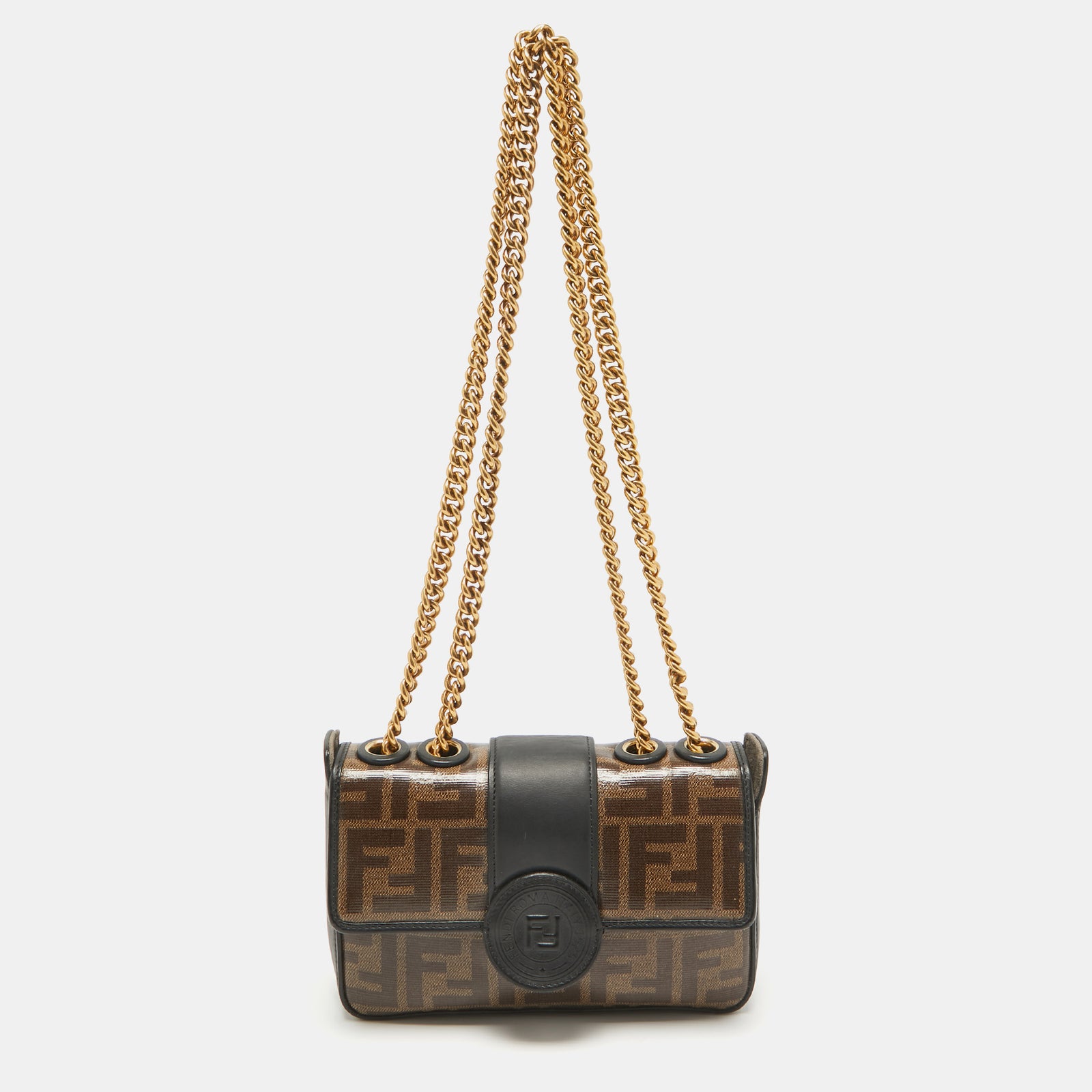 Fendi Black/Brown FF Coated Canvas Mini 1974 Shoulder Bag