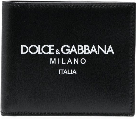 Dolce & Gabbana Men's Leather Bi-Fold Wallet With Logo in Black | BP1321AN244