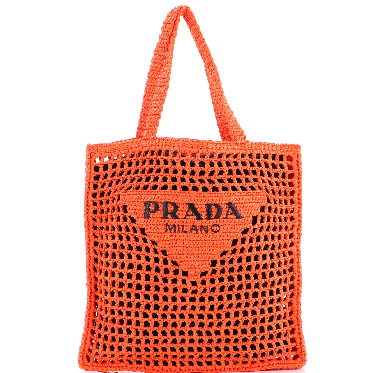 Prada PRADA Triangle Logo Open Tote Raffia