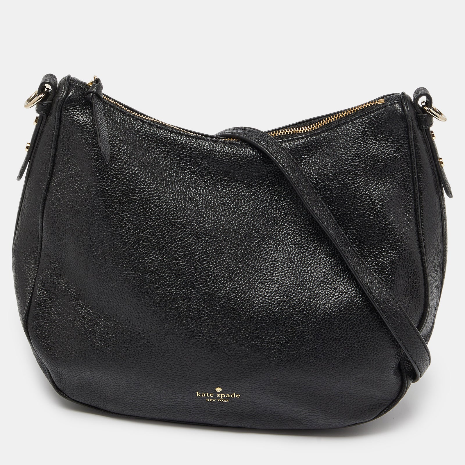 Kate Spade Black Leather Zip Shoulder Bag