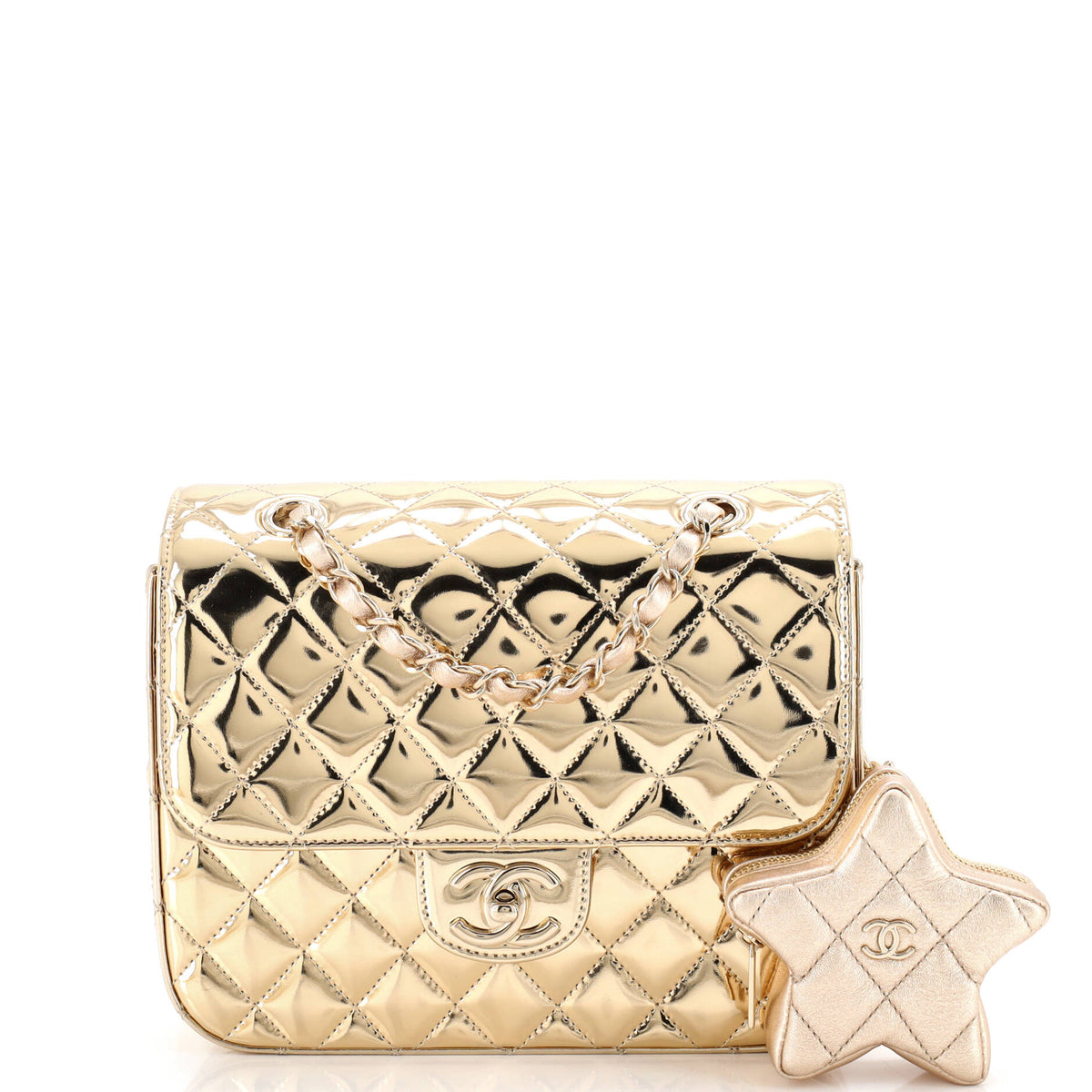 Chanel CHANEL Hollywood Boulevard Backpack with Star Coin Purse Quilted Metallic Leather