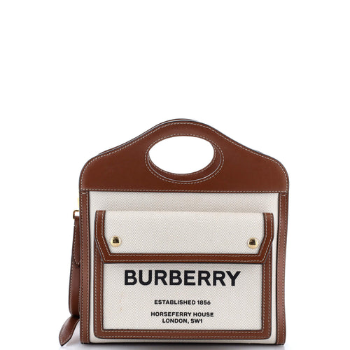 Logo Pocket Tote Canvas with Leather Mini