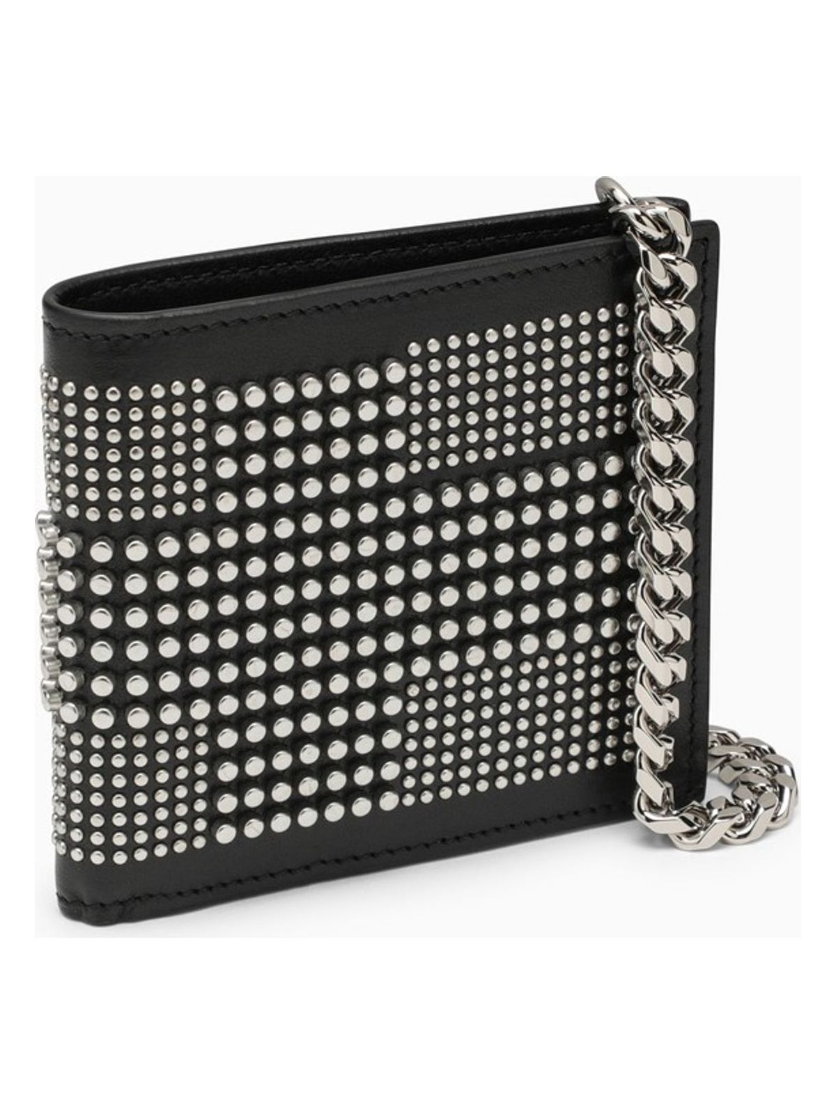 Alexander Mcqueen Men's Leather Wallet With Studs And Chain in Black | 7752921AAQ2