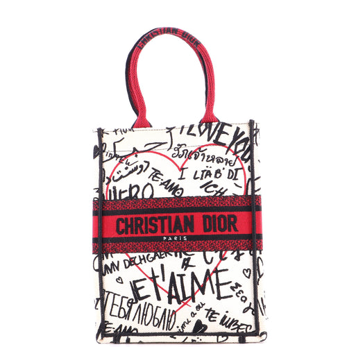 Book Tote Embroidered Canvas Vertical