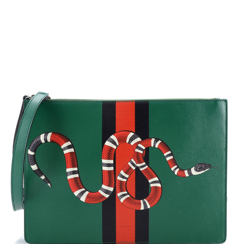 GUCCI Messenger Bag Snake Printed Leather Large