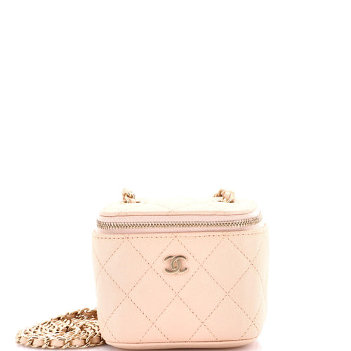 CHANEL Classic Vanity Case with Chain Quilted Caviar Mini