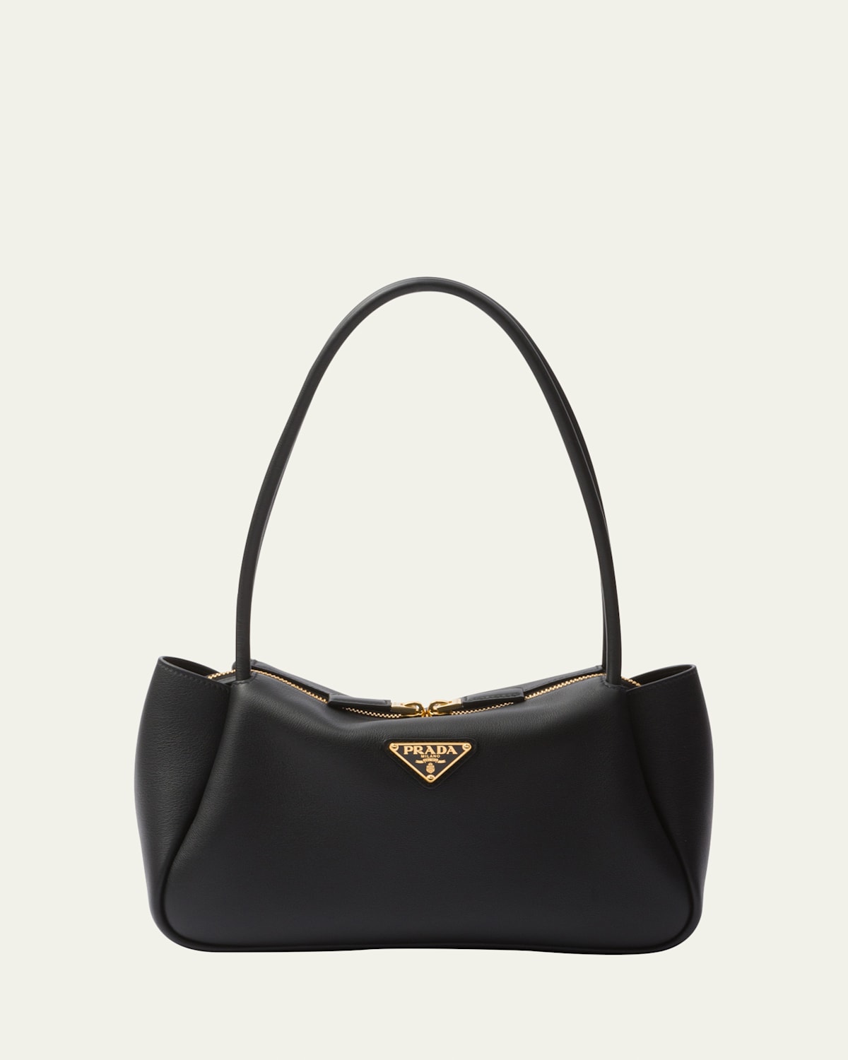 Prada Medium Zip Grain Leather Shoulder Bag