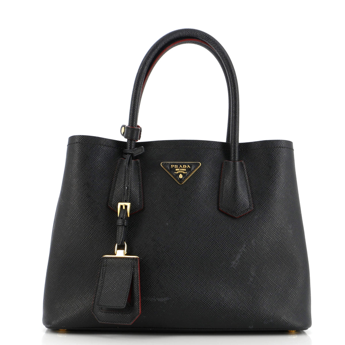 Prada PRADA Cuir Double Tote Saffiano Leather Small
