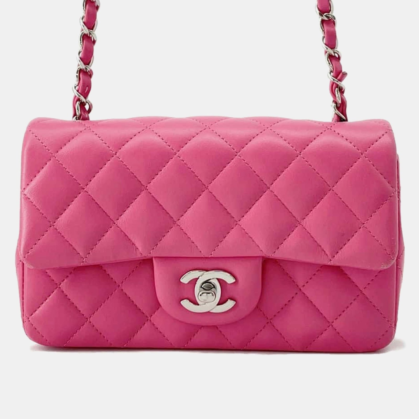 Chanel Pink Leather Mini Rectangular Flap Bag