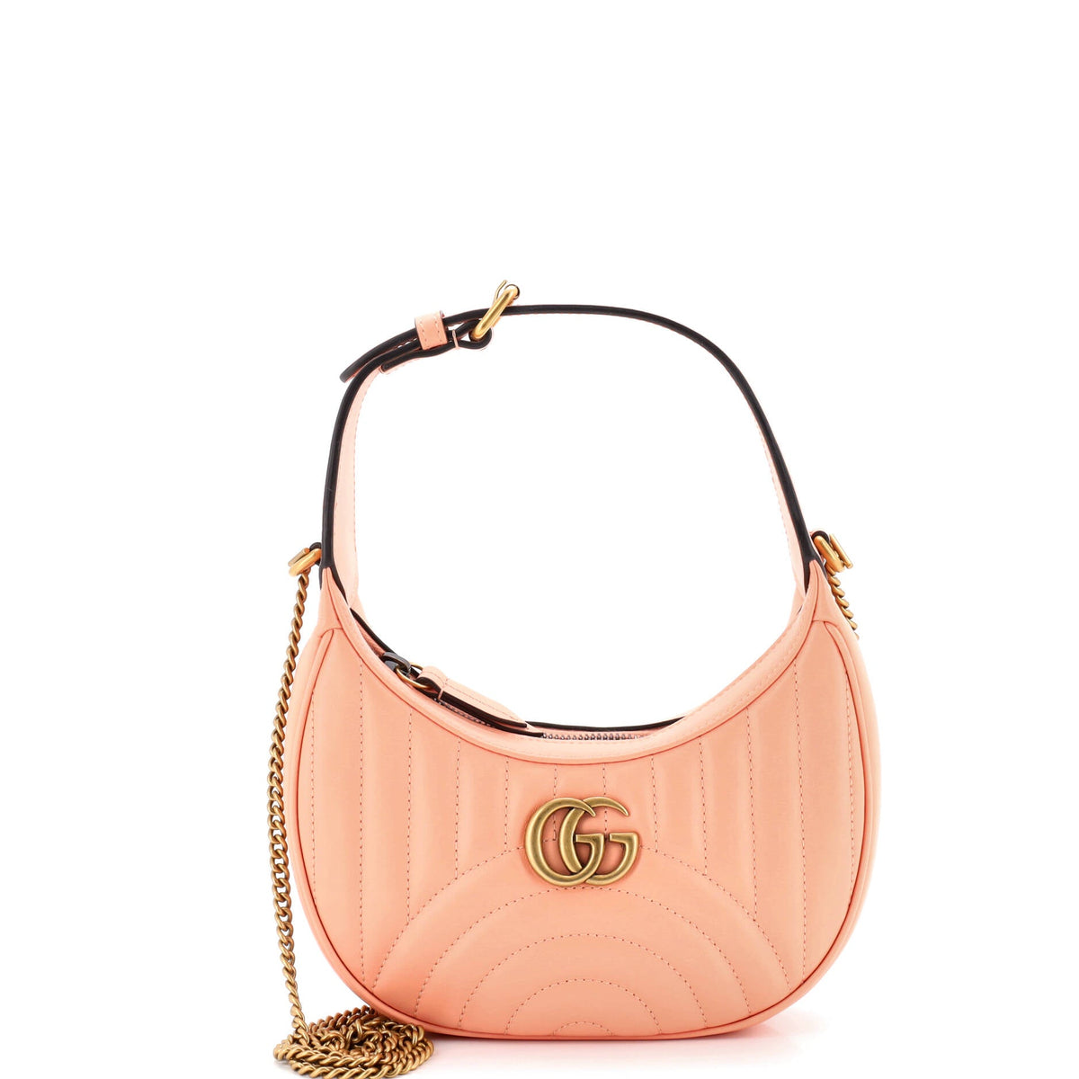 Gucci GUCCI GG Marmont Half Moon Hobo Matelasse Leather Mini