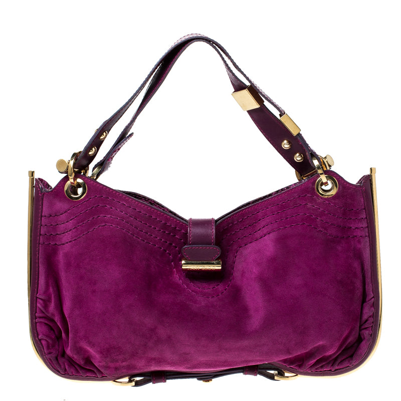 Jimmy Choo Purple Suede and Leather Alex Shoulder Bag