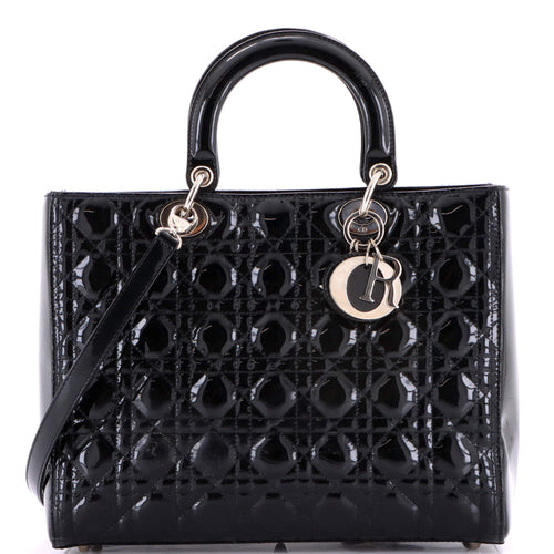 Lady Dior Bag Cannage Quilt Patent Large