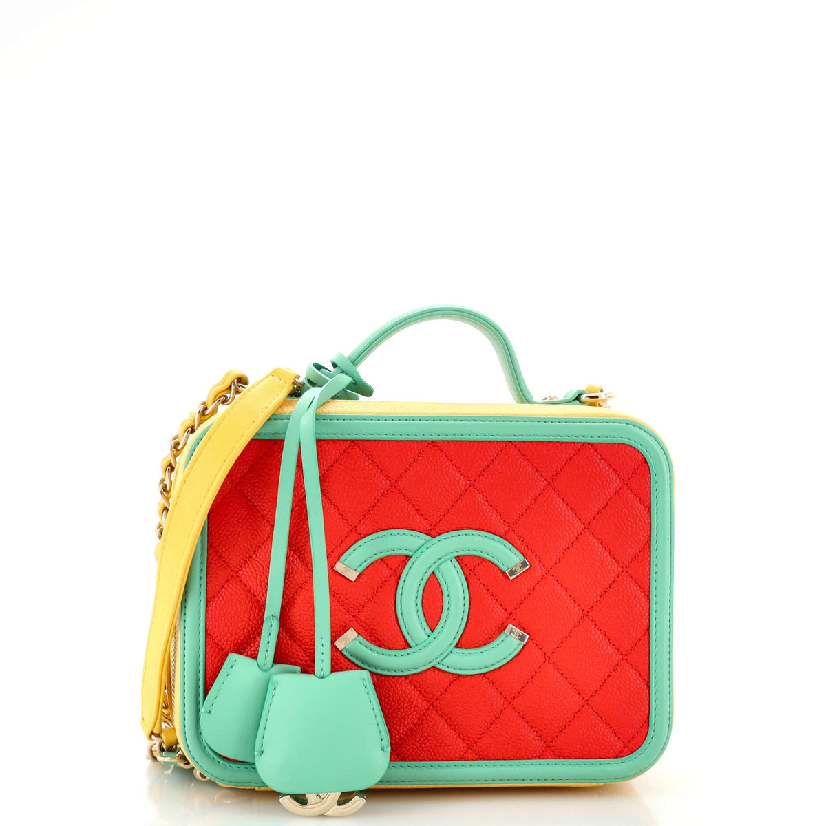 Chanel CHANEL Filigree Vanity Case Quilted Caviar Medium