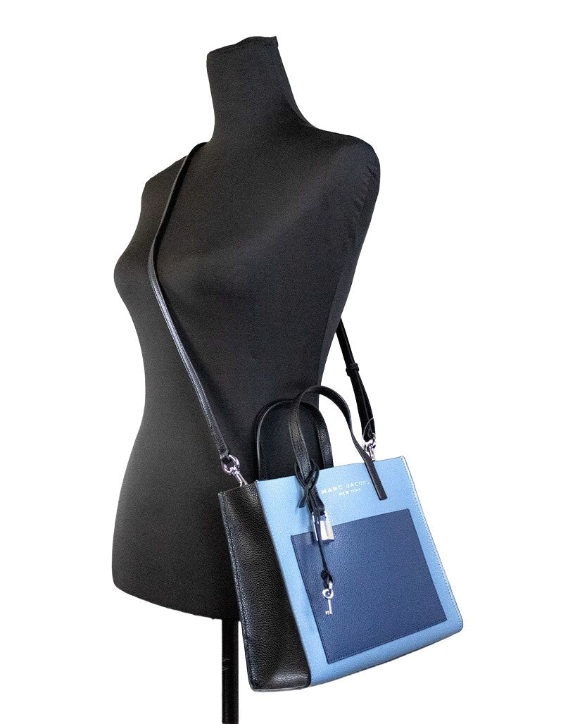 Marc Jacobs Marc Jacobs Babe Top Handle Colorblock Pebbled Leather Top Handle Bag - Blue
