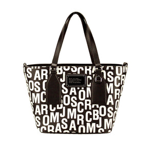 Marc Jacobs Babe Top Handle Monogram Print Saffiano Leather Tote Bag - Black