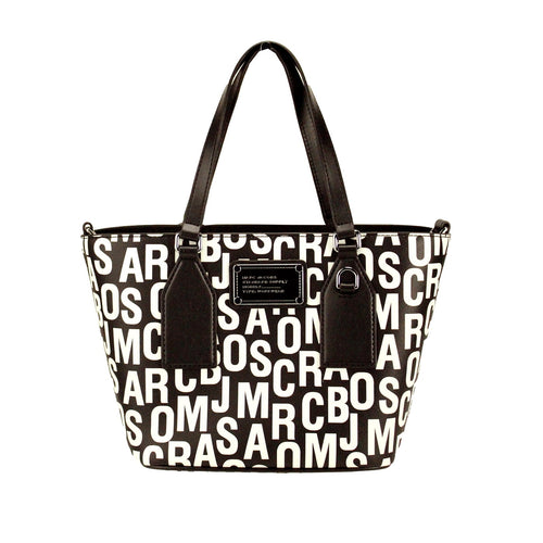 Marc Jacobs Babe Top Handle Monogram Print Saffiano Leather Tote Bag - Black